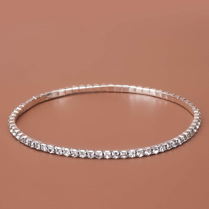 Wholesale white rhinestone anklet JDC-AS-Bis005 Anklet 碧莎 White diamond row-silver Wholesale Jewelry JoyasDeChina Joyas De China