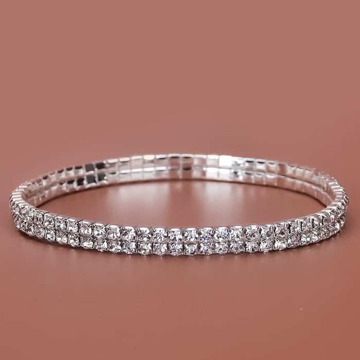 Wholesale white rhinestone anklet JDC-AS-Bis005 Anklet 碧莎 White Diamond Second Row - Silver Wholesale Jewelry JoyasDeChina Joyas De China