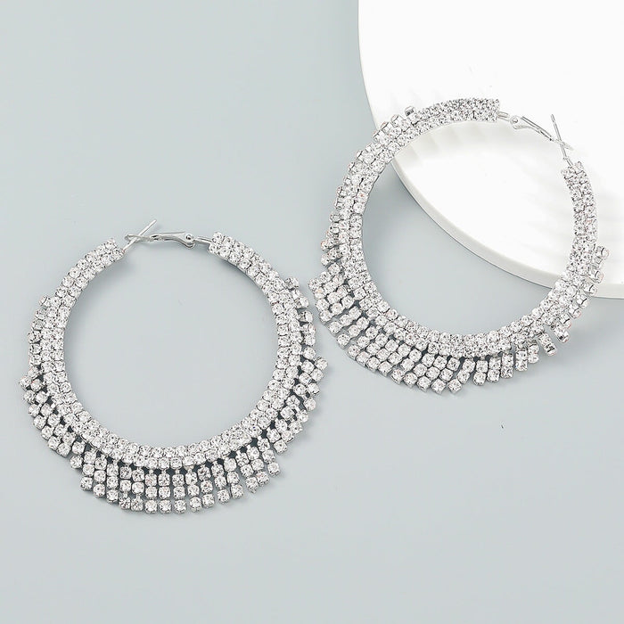 Wholesale White Rhinestone Earrings JDC-ES-JL923 Earrings 氿乐 silver Wholesale Jewelry JoyasDeChina Joyas De China