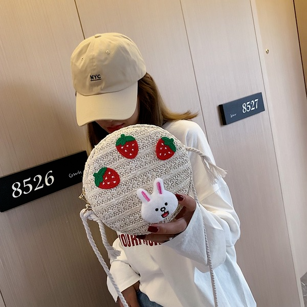 Bulk Jewelry Wholesale white straw strawberry rabbit straw lady bag JDC-LB-ZM002 Wholesale factory from China YIWU China