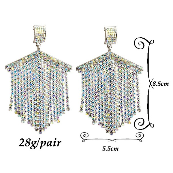 Wholesale White Tassel Rhinestone Scallop Earrings JDC-ES-SK036 Earrings 深刻 Wholesale Jewelry JoyasDeChina Joyas De China