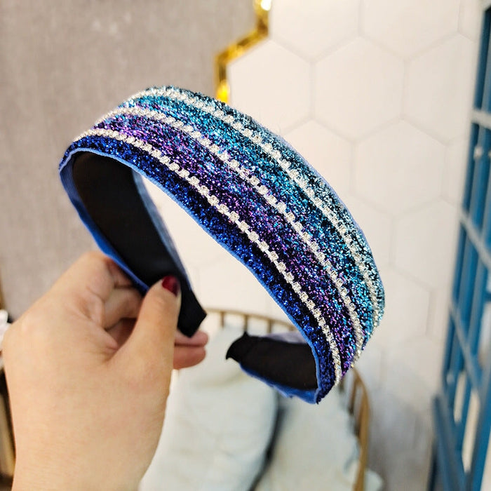 Wholesale wide-brimmed flat panel diamond-set hair band JDC-HD-O390 Headband 潮炫 Wholesale Jewelry JoyasDeChina Joyas De China
