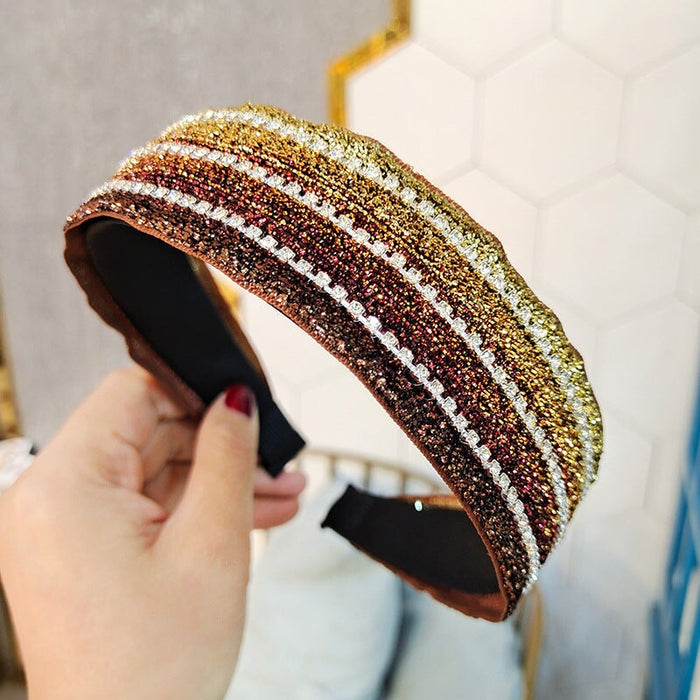 Wholesale wide-brimmed flat panel diamond-set hair band JDC-HD-O390 Headband 潮炫 2 Wholesale Jewelry JoyasDeChina Joyas De China