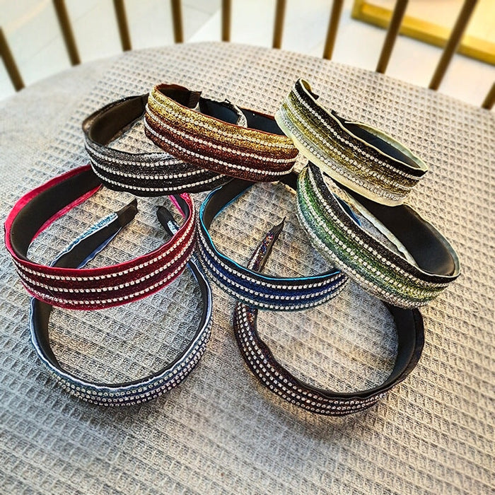 Wholesale wide-brimmed flat panel diamond-set hair band JDC-HD-O390 Headband 潮炫 Wholesale Jewelry JoyasDeChina Joyas De China