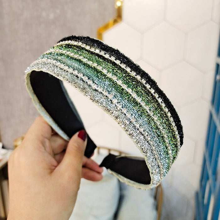 Wholesale wide-brimmed flat panel diamond-set hair band JDC-HD-O390 Headband 潮炫 6 Wholesale Jewelry JoyasDeChina Joyas De China