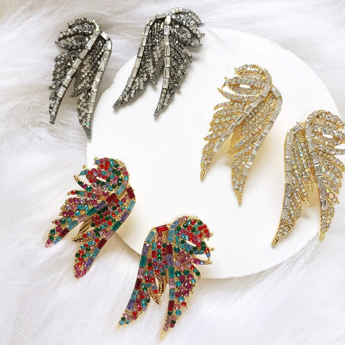 Wholesale Wings Alloy Rhinestone Glass Earrings JDC-ES-ZhanS002 Earrings 瞻盛 Wholesale Jewelry JoyasDeChina Joyas De China