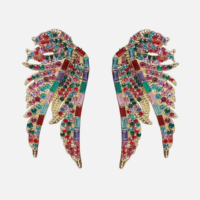 Wholesale Wings Alloy Rhinestone Glass Earrings JDC-ES-ZhanS002 Earrings 瞻盛 color Wholesale Jewelry JoyasDeChina Joyas De China
