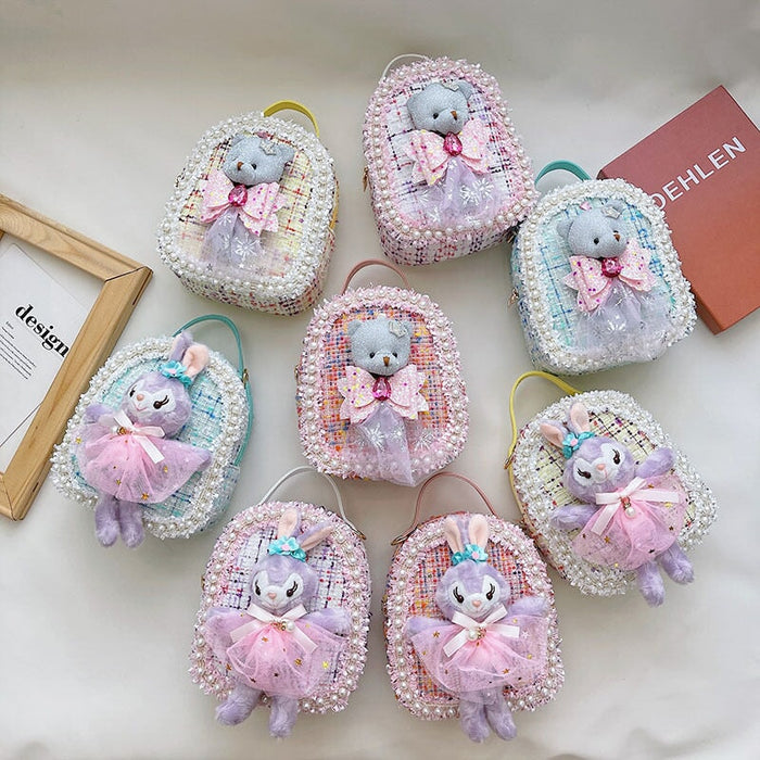 Wholesale woolen children's cotton and linen pearl backpack JDC-BP-GSHN025 Backpack Bags 浩纳 Wholesale Jewelry JoyasDeChina Joyas De China