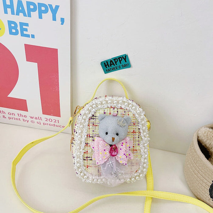 Wholesale woolen children's cotton and linen pearl backpack JDC-BP-GSHN025 Backpack Bags 浩纳 yellow Wholesale Jewelry JoyasDeChina Joyas De China