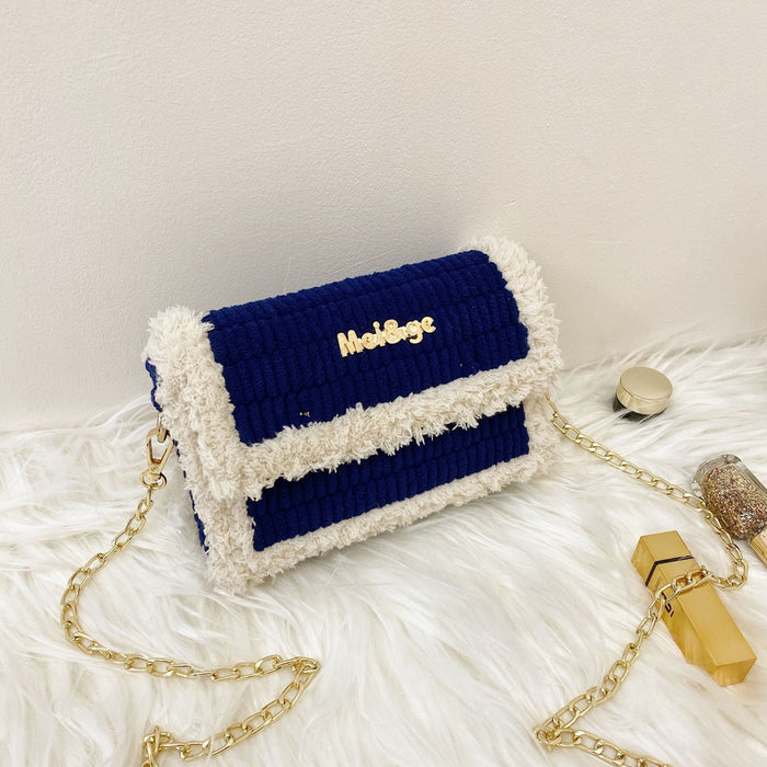 Wholesale woven DIY wool shoulder bag JDC-SD-MF028 Shoulder Bags 满丰 navy blue Wholesale Jewelry JoyasDeChina Joyas De China