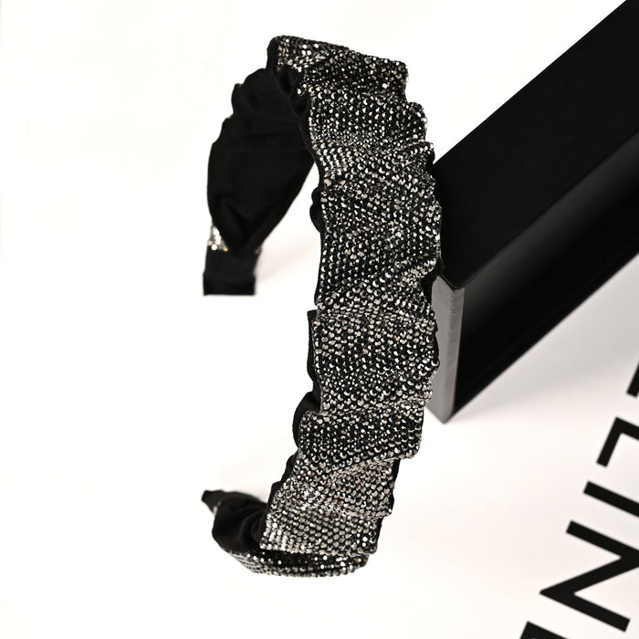 Wholesale wrinkled full diamond glittering Headband JDC-HD-YingT003 Headband 迎泰 3.5grey Wholesale Jewelry JoyasDeChina Joyas De China