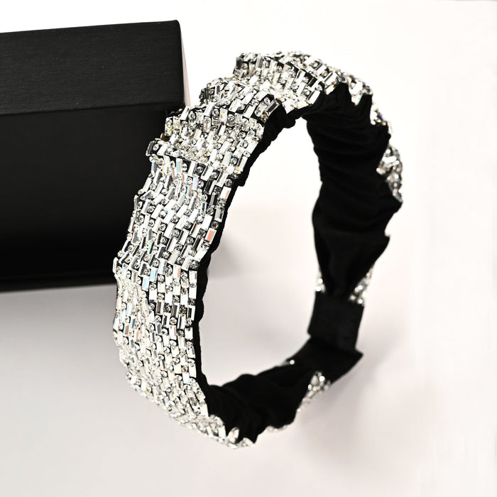 Wholesale wrinkled full diamond glittering Headband JDC-HD-YingT003 Headband 迎泰 3.5white Wholesale Jewelry JoyasDeChina Joyas De China