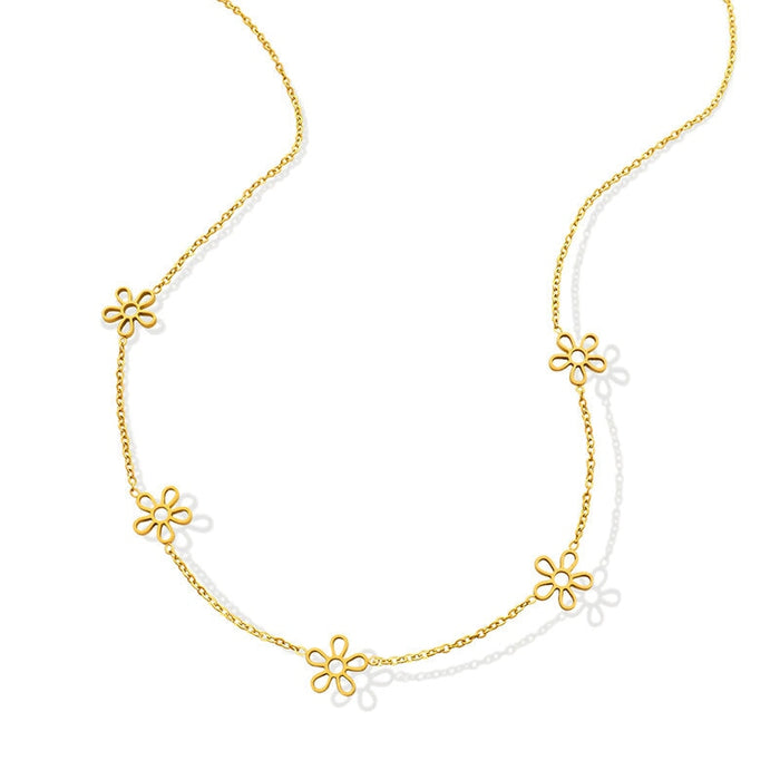 Wholesale year of the tiger daisy flower titanium steel plated 18K real gold clavicle chain JDC-NE-MiLi009 Necklaces 谜丽 Wholesale Jewelry JoyasDeChina Joyas De China