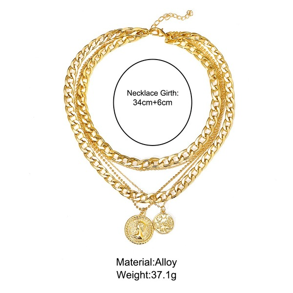 Bulk Jewelry Wholesale yellow alloy multi-layer round brand pendant necklace JDC-NE-F307 Wholesale factory from China YIWU China