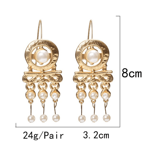 Wholesale yellow alloy pearl earrings JDC-ES-SK082 Earrings 深刻 Wholesale Jewelry JoyasDeChina Joyas De China