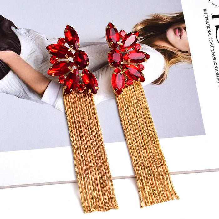 Wholesale yellow alloy tassel earrings JDC-ES-SK046 Earrings 深刻 Red Wholesale Jewelry JoyasDeChina Joyas De China