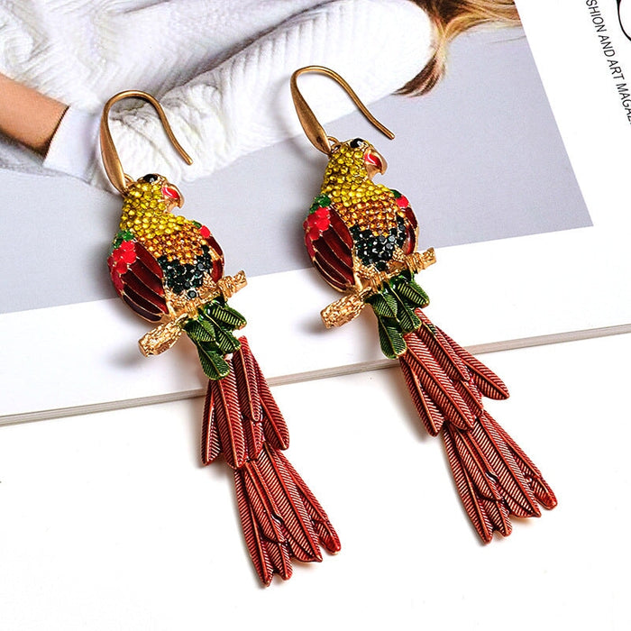 Wholesale Yellow Alloy Tassel Earrings JDC-ES-SK050 Earrings 深刻 Brown Wholesale Jewelry JoyasDeChina Joyas De China