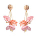 Wholesale Yellow Flower Cloth Long Pendant Earrings JDC-ES-SK039 Earrings 深刻 Color Wholesale Jewelry JoyasDeChina Joyas De China