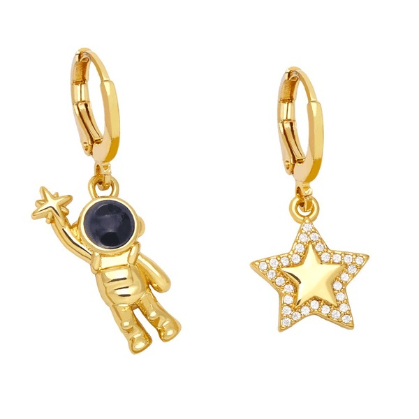 Wholesale yellow gold-plated astronaut earrings JDC-ES-AS097 Earrings 翱昇 Wholesale Jewelry JoyasDeChina Joyas De China