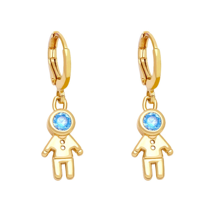 Wholesale yellow gold-plated astronaut earrings JDC-ES-AS097 Earrings 翱昇 Boy Wholesale Jewelry JoyasDeChina Joyas De China