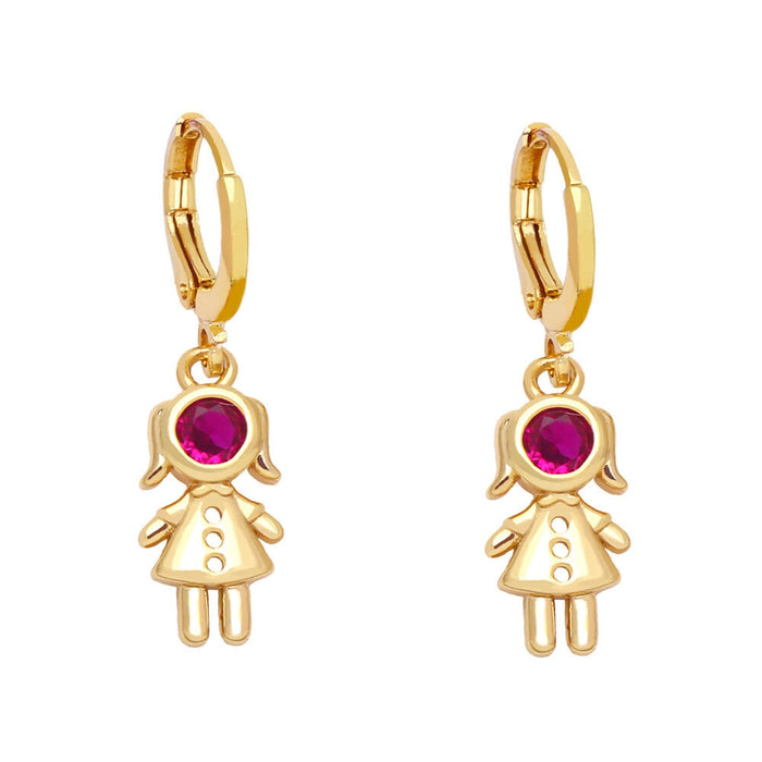 Wholesale yellow gold-plated astronaut earrings JDC-ES-AS097 Earrings 翱昇 girl Wholesale Jewelry JoyasDeChina Joyas De China