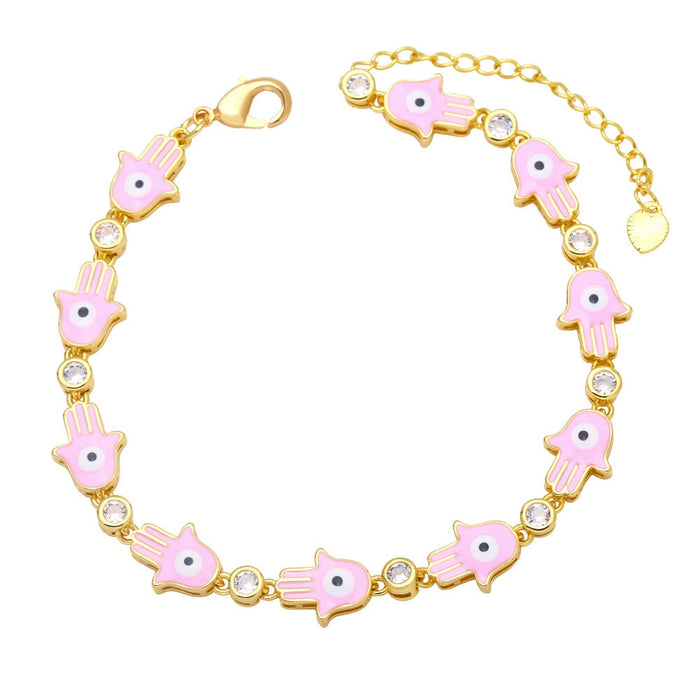 Wholesale yellow gold-plated devil's eye bracelet JDC-BT-AS113 Bracelet 翱昇 Pink Wholesale Jewelry JoyasDeChina Joyas De China