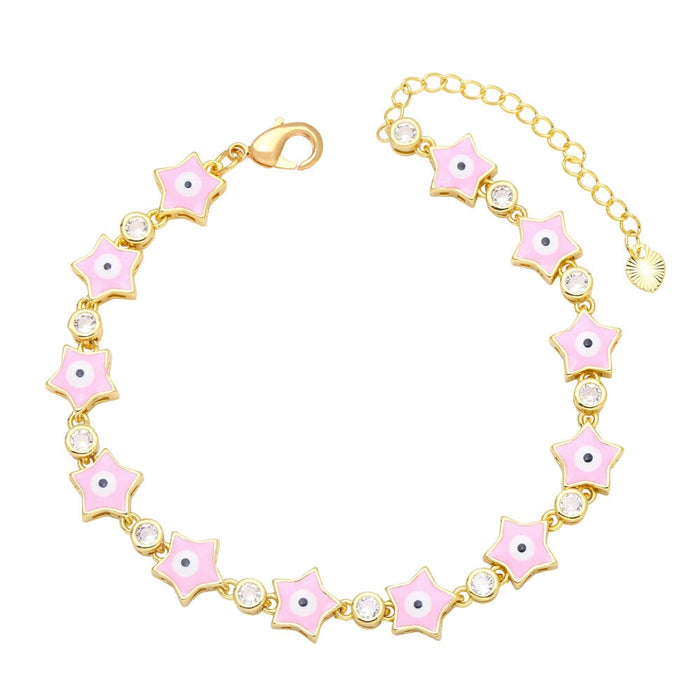 Wholesale yellow gold-plated devil's eye bracelet JDC-BT-AS117 Bracelet 翱昇 Pink Wholesale Jewelry JoyasDeChina Joyas De China