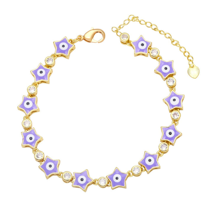 Wholesale yellow gold-plated devil's eye bracelet JDC-BT-AS117 Bracelet 翱昇 purple Wholesale Jewelry JoyasDeChina Joyas De China