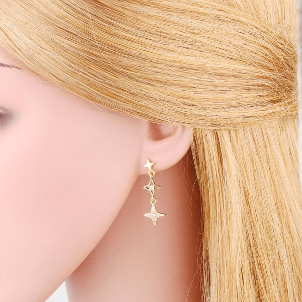 Wholesale Yellow Gold Plated Star Moon Earrings JDC-ES-AS098 Earrings 翱昇 Wholesale Jewelry JoyasDeChina Joyas De China