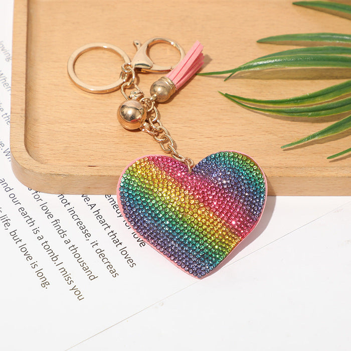 Wholesale yellow Metal Rhinestone Keychain JDC-KC-KunHe002 Keychains 坤禾 foundation rainbow color Wholesale Jewelry JoyasDeChina Joyas De China