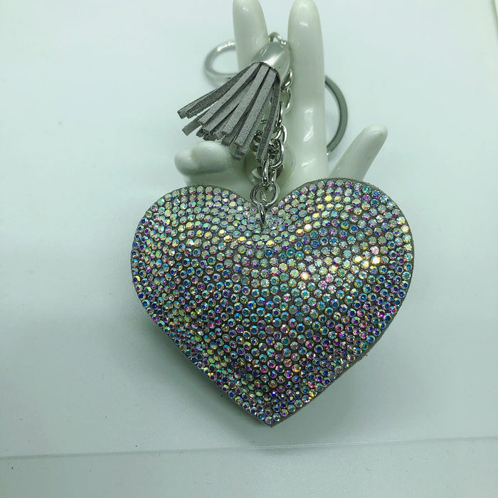 Wholesale yellow Metal Rhinestone Keychain JDC-KC-KunHe002 Keychains 坤禾 White with K+ grey background and white AB Wholesale Jewelry JoyasDeChina Joyas De China