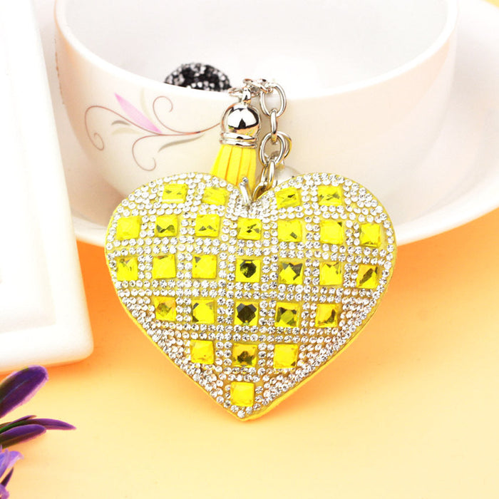 Wholesale yellow Metal Rhinestone Keychain JDC-KC-KunHe002 Keychains 坤禾 Yellow square drill Wholesale Jewelry JoyasDeChina Joyas De China