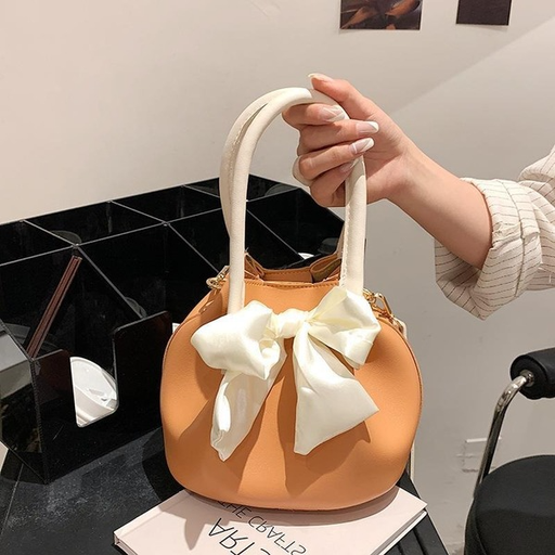 Bulk Jewelry Wholesale yellow PU bow soft leather shoulder slung ladies bag JDC-LB-ZM068 Wholesale factory from China YIWU China