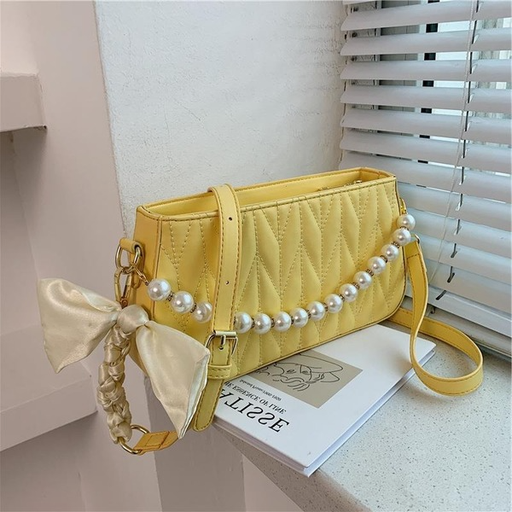 Bulk Jewelry Wholesale yellow PU pearl handbag JDC-LB-ZM055 Wholesale factory from China YIWU China