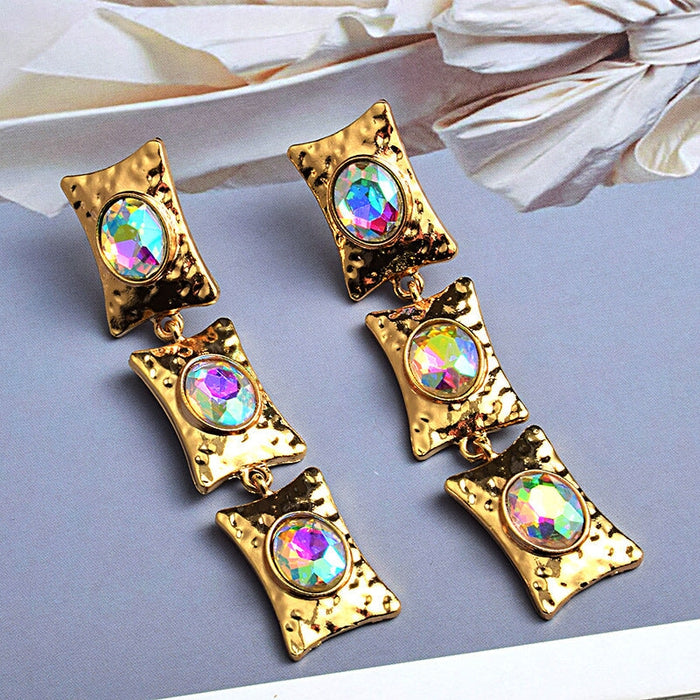 Wholesale yellow rhinestone earrings JDC-ES-SK083 Earrings 深刻 AB Wholesale Jewelry JoyasDeChina Joyas De China