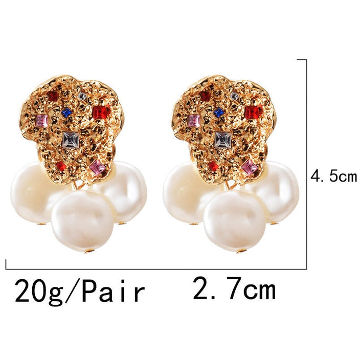 Wholesale Yellow Rhinestone Pearl Earrings JDC-ES-SK078 Earrings 深刻 Wholesale Jewelry JoyasDeChina Joyas De China