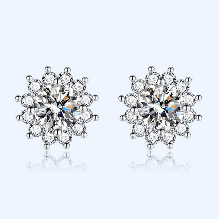 Wholesale yellow sunflower silver plated diamond stud earrings JDC-ES-BZ019 Earrings 标志 White Wholesale Jewelry JoyasDeChina Joyas De China