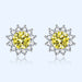 Wholesale yellow sunflower silver plated diamond stud earrings JDC-ES-BZ019 Earrings 标志 yellow Wholesale Jewelry JoyasDeChina Joyas De China