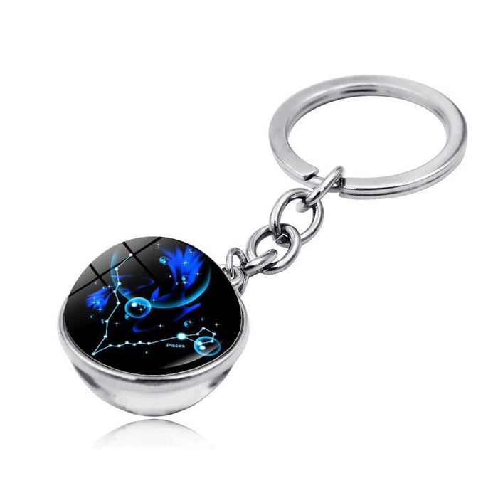 Wholesale Zinc Alloy Glass Zodiac Keychain JDC-KC-Hengx003 Keychains 横湘 PSXL00244-4-Pisces Wholesale Jewelry JoyasDeChina Joyas De China
