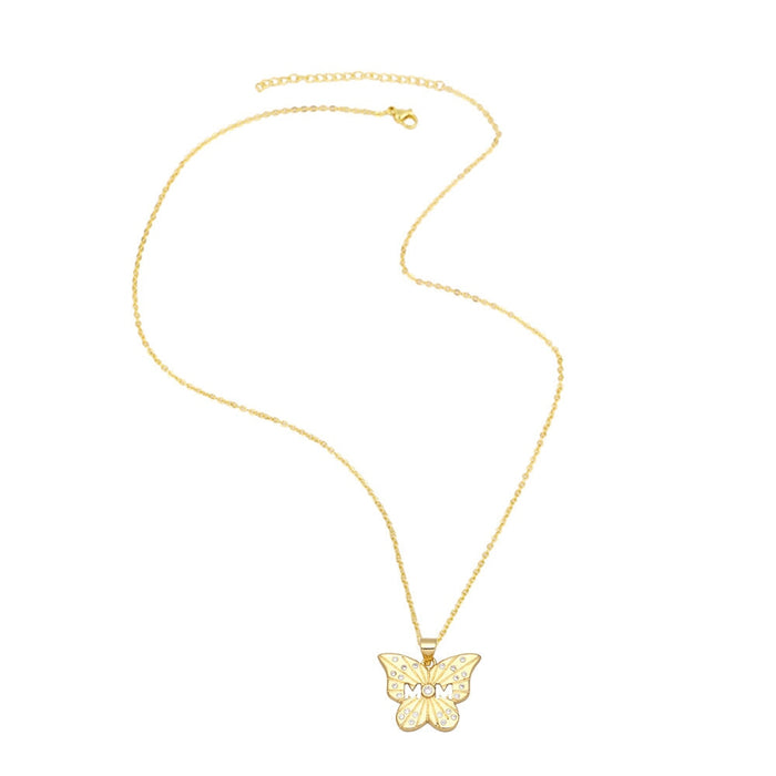 Wholesale zircon cross heart butterfly mother's day necklace JDC-NE-AOS015 Necklaces 翱昇 Wholesale Jewelry JoyasDeChina Joyas De China