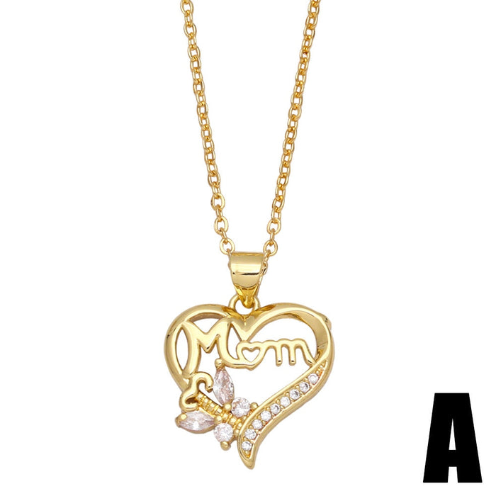 Wholesale zircon cross heart butterfly mother's day necklace JDC-NE-AOS015 Necklaces 翱昇 A Wholesale Jewelry JoyasDeChina Joyas De China