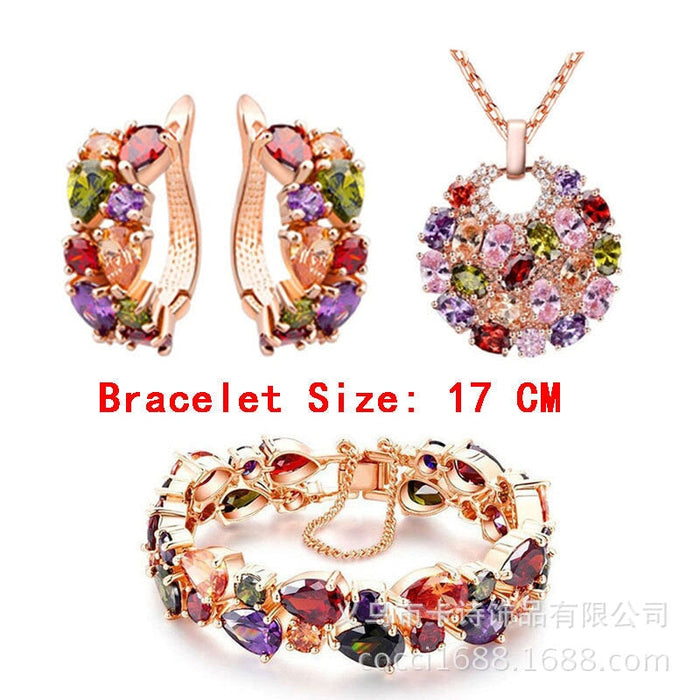 Wholesale Zircon Gem Copper Bridal Earrings Bracelet Crystal Necklace Set MOQ≥2 JDC-NE-Kas002 Necklaces 卡诗 Wholesale Jewelry JoyasDeChina Joyas De China