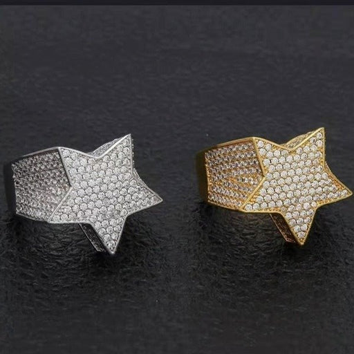 Wholesale Zircon Pentagram Metal Rings JDC-RS-WN103 Rings 薇妮 Wholesale Jewelry JoyasDeChina Joyas De China