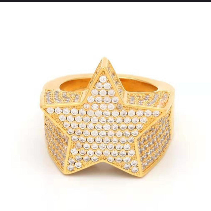 Wholesale Zircon Pentagram Metal Rings JDC-RS-WN103 Rings 薇妮 Wholesale Jewelry JoyasDeChina Joyas De China