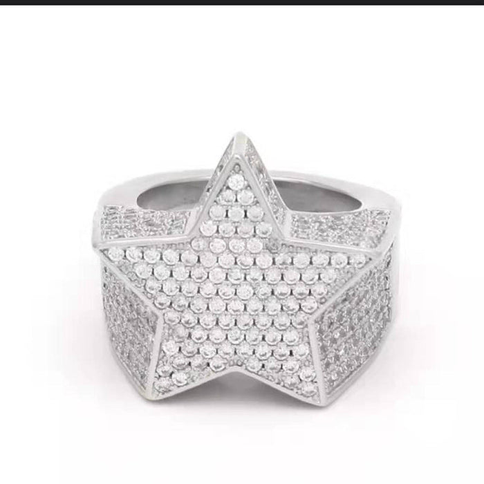 Wholesale Zircon Pentagram Metal Rings JDC-RS-WN103 Rings 薇妮 CR6531silver NO.7 Wholesale Jewelry JoyasDeChina Joyas De China