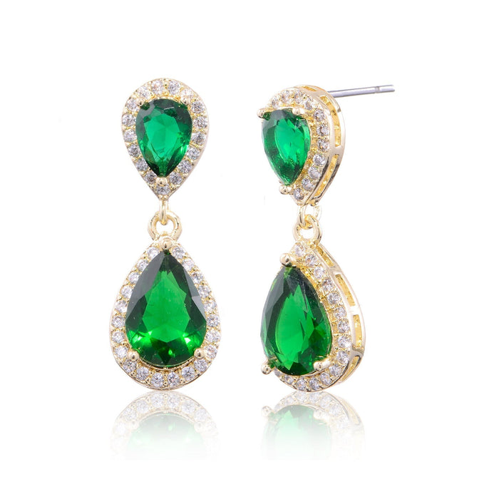 Wholesale Zircon S925 Silver Pin Plating Copper Earrings JDC-ES-Mix004 Earrings 迷茜 green Wholesale Jewelry JoyasDeChina Joyas De China