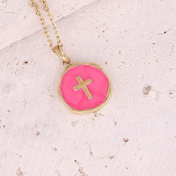 WholesaleStainless steel Zircon Drop Oil Eye Personality Cross Necklace JDC-NE-Bingm013 necklace 冰萌 8# Wholesale Jewelry JoyasDeChina Joyas De China